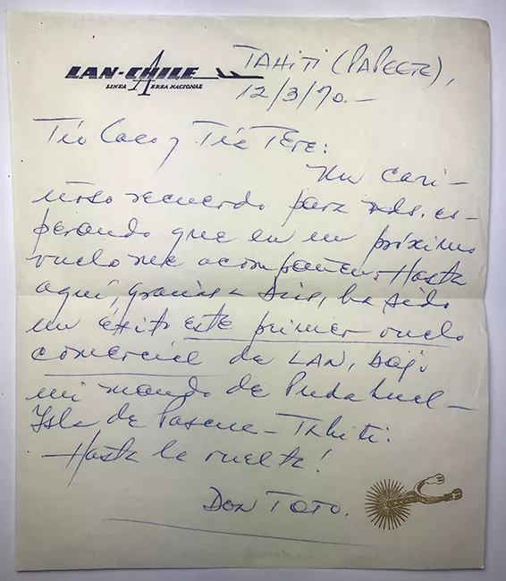 Carta de Jorge Jarpa a Carlos Eastman y Sra. [incluye Sobre]