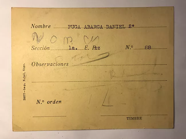 Tarjeta para realizar pedidos, Daniel Segundo Puga Abarca