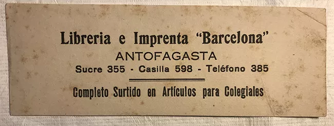 Publicidad de Librería e imprenta "Barcelona"