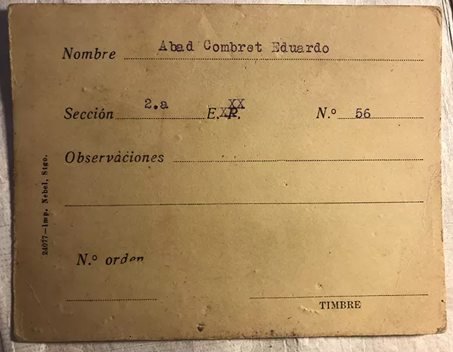 Tarjeta para realizar pedidos, Eduardo Abad Combret 