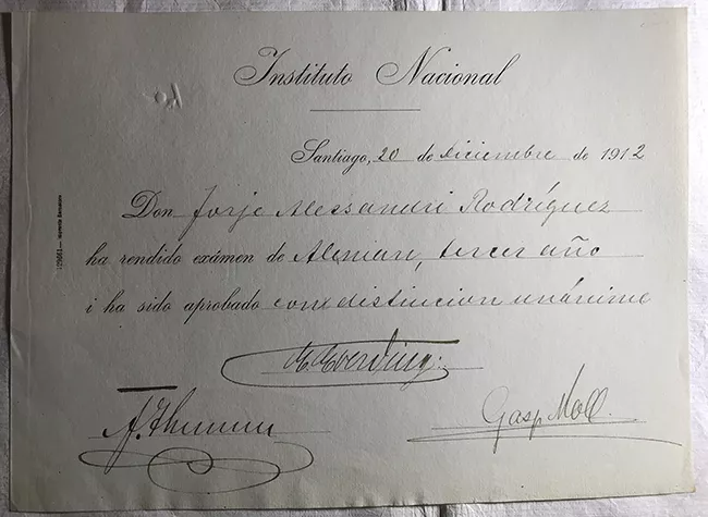 Diploma Rendición de examen de Alemán 6to año de Jorge Alessandri Rodríguez
