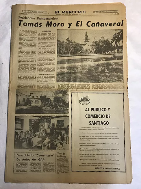 Periódico "El Mercurio" 2do 16 de septiembre 1973
