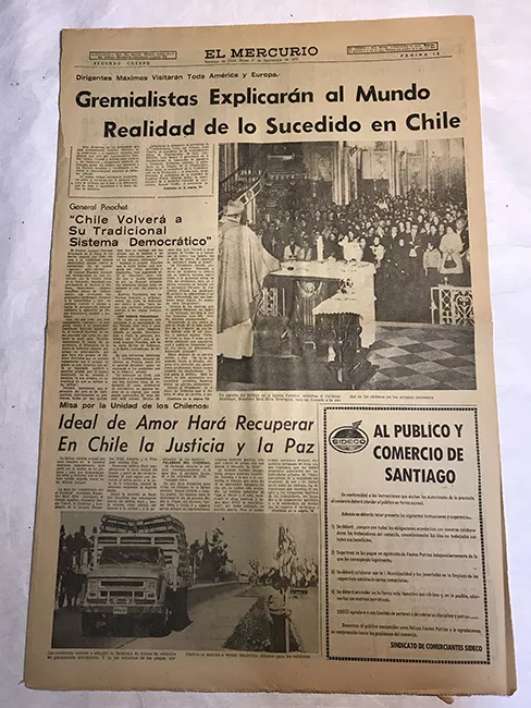 Periódico "El Mercurio" 2do cuerpo 17 septiembre 1973