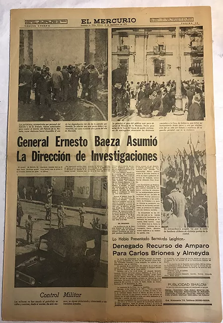 Periódico "El Mercurio" 3er cuerpo 15 septiembre 1973