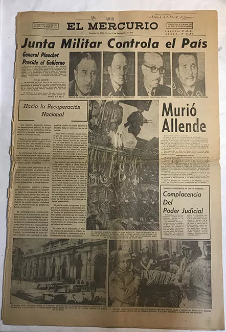 Periódico "El Mercurio" 1er cuerpo 13 septiembre 1973