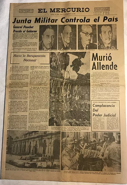 Periódico "El Mercurio" 1er cuerpo 13 septiembre 1973