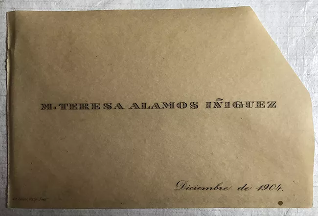 Tarjeta de visita de M. Teresa Alamos Iñiguez