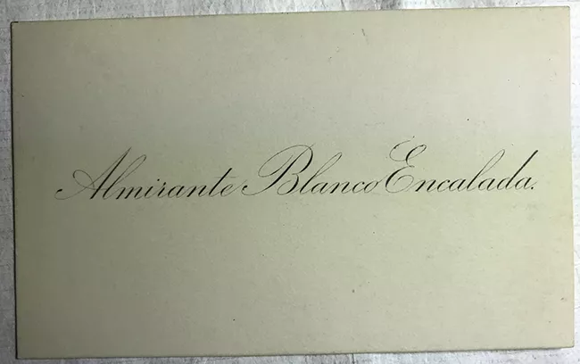 Tarjeta de visita de Almirante Blanco Encalada
