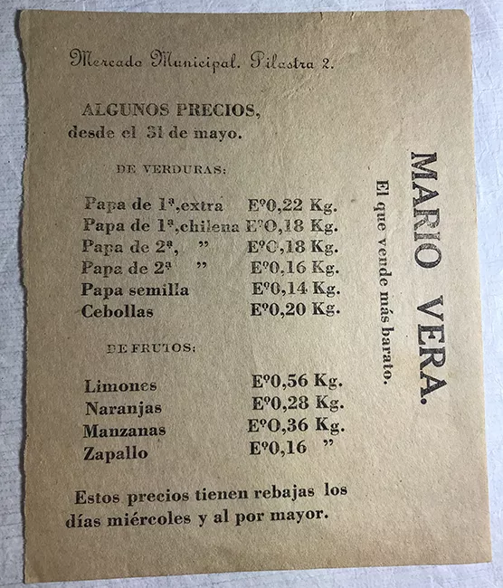 Precios del Mercado Municipal Pilestra 2. Mario Vera el que vende más barato