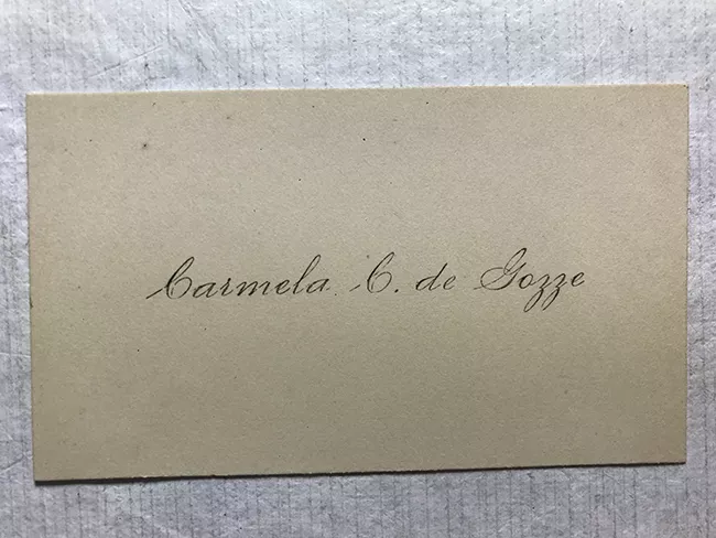 Tarjeta de visita de Carmela C. de Gazze
