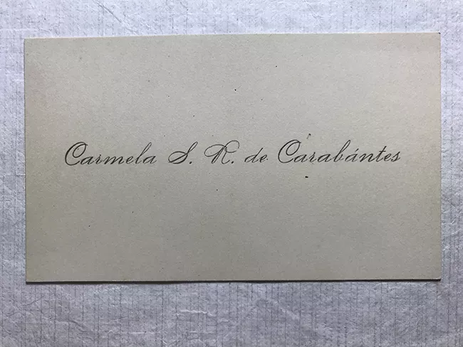 Tarjeta de visita de Carmela S. R. de Carabantes