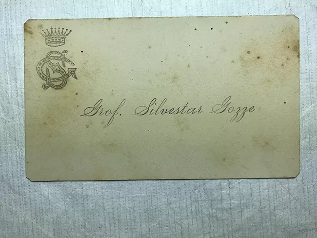 Tarjeta de visita  de Grof. Silvestar Gozze 