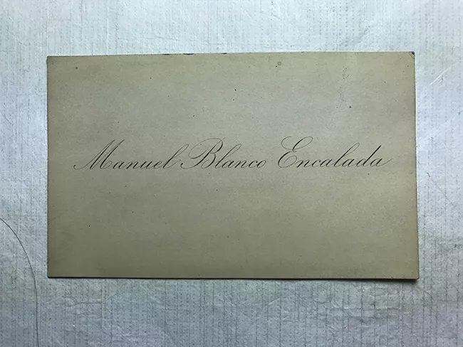 Tarjeta de visita de Manuel Blanco Encalada