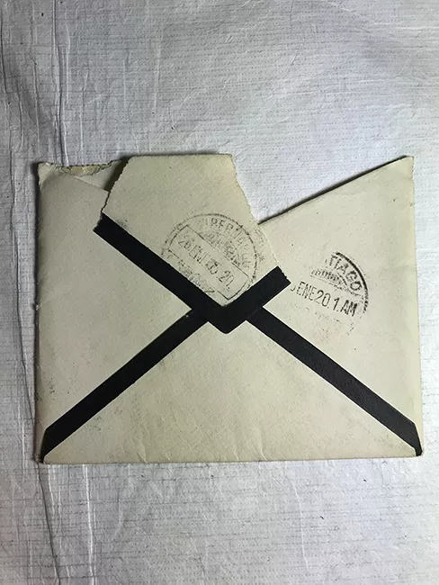 Carta y sobre de luto para Eduardo Matte Ossa de Rosario Ossa de Matte