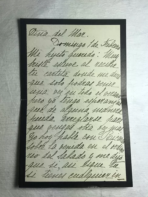 Carta de luto para Eduardo Matte Ossa de Rosario Ossa de Matte