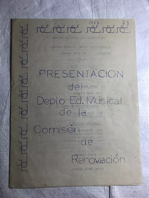 IPrograma de la presentación del depto Ed. Musical de la Comisión de Renovación