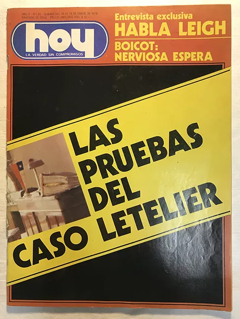 Revista HOY año II n°85. 10 enero-16 enero 1979.Las pruebas del caso Letelier
