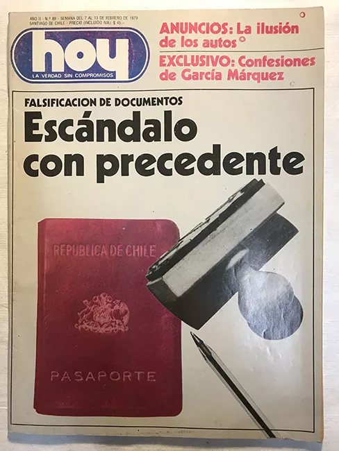 Revista HOY año II n°89. 7 febrero-13 febrero 1979. Falsificación de documentos: Escándalo con precedente