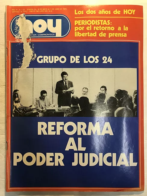 Revista HOY año III n°105. 30 mayo-5 junio 1979. Grupo de los 24: Reforma al Poder Judicial