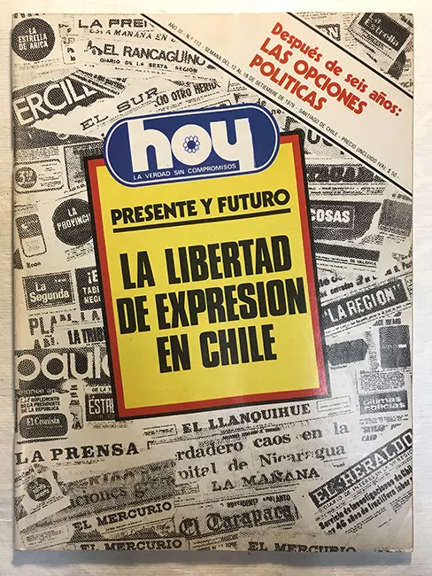 Revista HOY año III n°112. 12 septiembre-18 septiembre 1979. Presente y futuro: La libertad de expresión en Chile