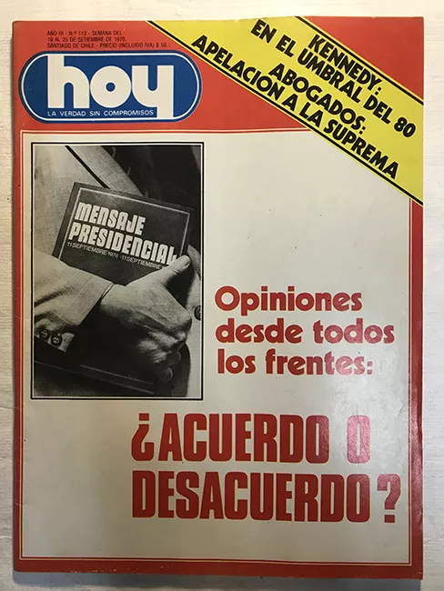 Revista HOY año III n°113. 19 septiembre-25 septiembre 1979. Opiniones desde todos los frentes: ¿Acuerdo o Desacuerdo?