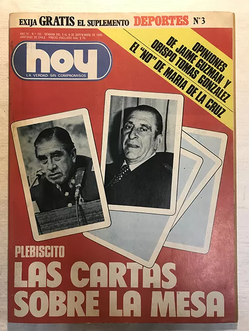 Revista HOY año IV n°163. 3 septiembre-9 septiembre 1980. Plebiscito Las cartas sobre la mesa