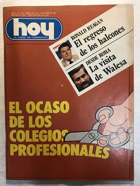 Revista HOY año IV n°183. 21 enero-27 enero 1981. El ocaso de los colegios profesionales