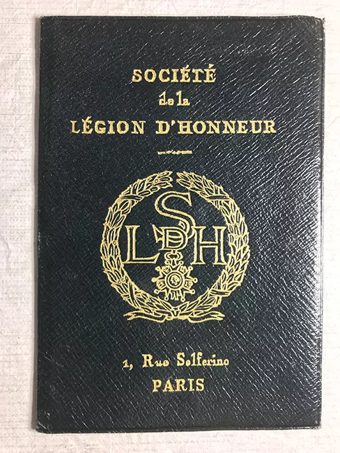 Carnet de la Société de la Légion D´Honneur de Jules Besnard