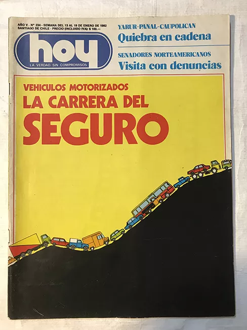 Revista HOY año V n°234. 13 enero-19 enero 1982. Vehículos motorizados la carrera del seguro