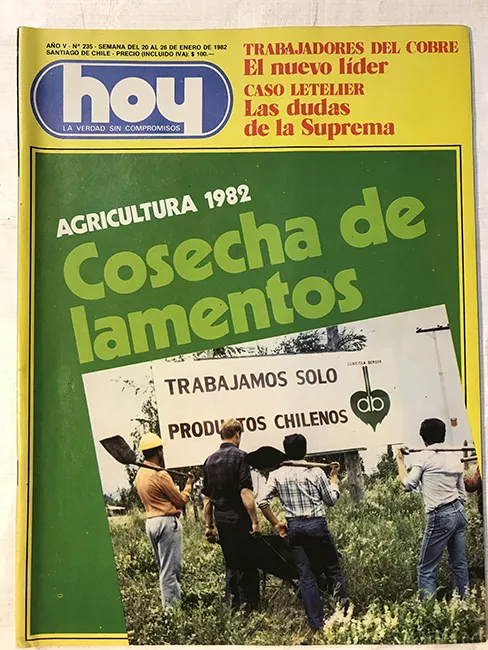 Revista HOY año V n°235. 20 enero-26 enero 1982. Agricultura 1982, cosecha de lamentos