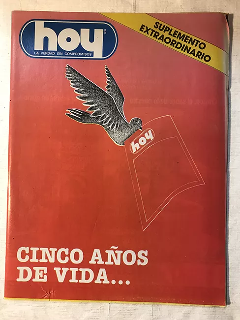 Revista HOY año V  suplemento extraordinario 5° aniversario.  junio 1982. Cinco años de vida