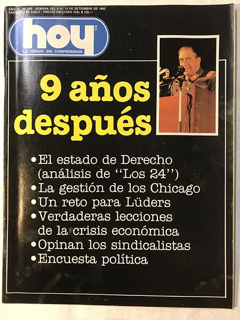 Revista HOY año VI n°268. 8 septiembre-14 septiembre 1982. 9 años después