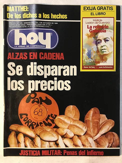 Revista HOY año VIII n°376. 1 octubre-7 octubre 1984. Alzas en cadena: Se disparan los precios