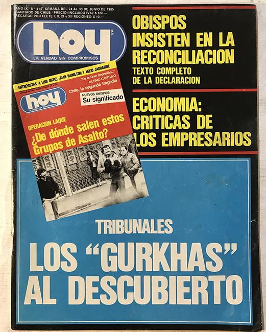 Revista HOY año IX n°414.  24 junio-30 junio 1985. Tribunales: Los "gurkhas" al descubierto