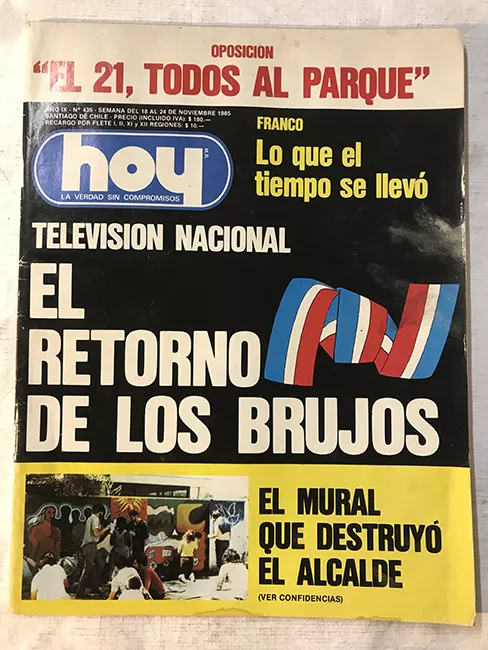 Revista HOY año IX n°435. 18 noviembre-24 noviembre 1985. Televisión Nacional, el retorno de los brujos