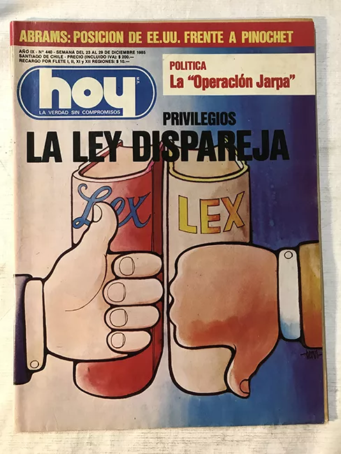 Revista HOY año IX n°440. 23 diciembre-29 diciembre 1985. La ley dispareja