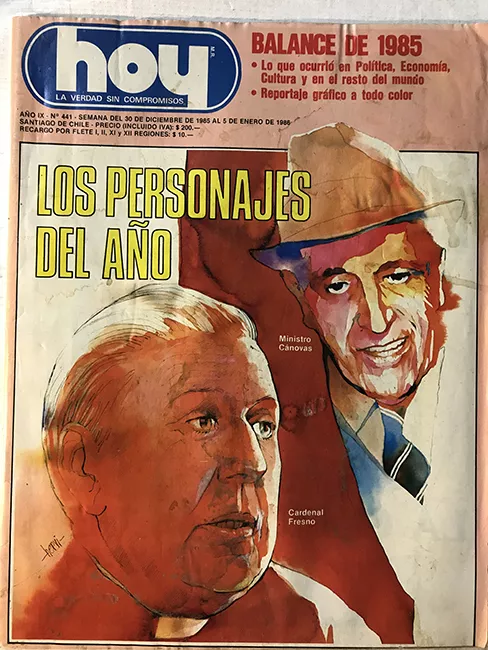 Revista HOY año IX n°441. 30 diciembre 1985-5 enero 1986. Los personajes del año
