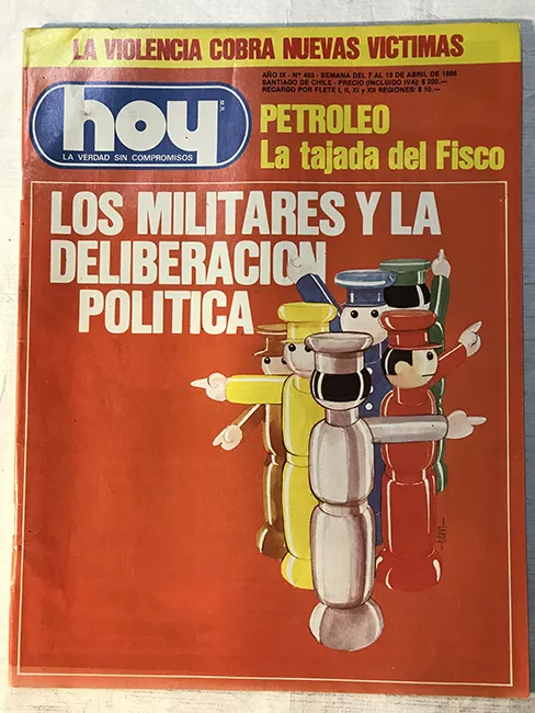 Revista HOY año IX n°455. 7 abril-13 abril 1986. Los militares y la deliberación política