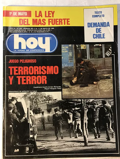 Revista HOY año IX n°459. 5 mayo-11 mayo 1986. Juego peligroso: Terrorismo y Terror