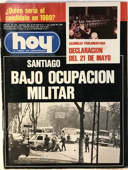 Revista HOY año IX n°462. 26 mayo-1 junio 1986. Santiago bajo ocupación militar