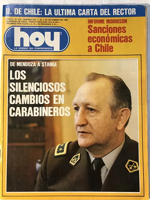 Revista HOY año X n°476. 1 septiembre-7 septiembre 1986. Los silenciosos cambios en Carabineros