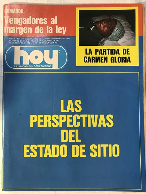 Revista HOY año X n°479. 22 septiembre-28 septiembre 1986. Las perspectivas del estado de sitio