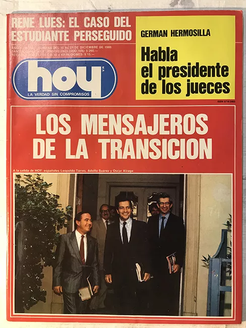 Revista HOY año X n°491. 15 diciembre-21 diciembre 1986. Los mensajeros de la transición