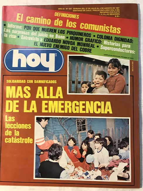Revista HOY año XI n°523. 27 julio-2 agosto 1987. Más allá de la emergencia