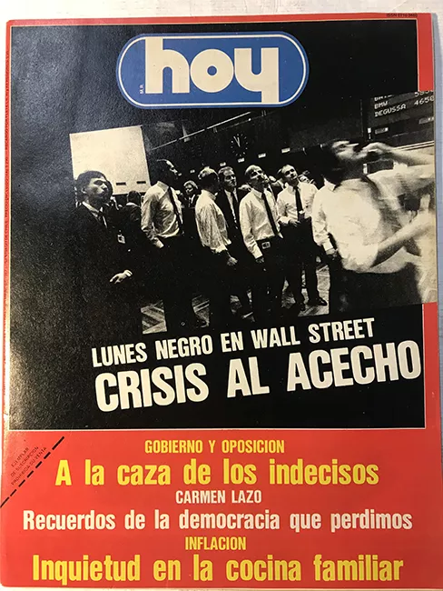 Revista HOY año XI n°536. 26 octubre-1 noviembre 1987. Lunes negro en Wall Street