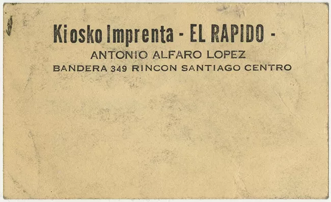 Tarjeta de presentación Kiosko Imprenta-EL RAPIDO-