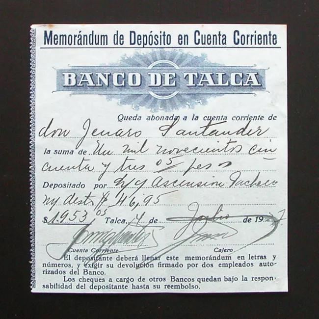 Memorándum de depósito en cuenta corriente