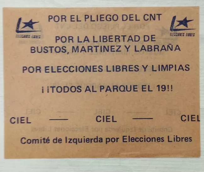 Convocatoria a manifestarse por la Confederación Nacional de Trabajadores 
