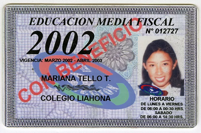 Pase escolar V región 2002 perteneciente a Mariana Tello