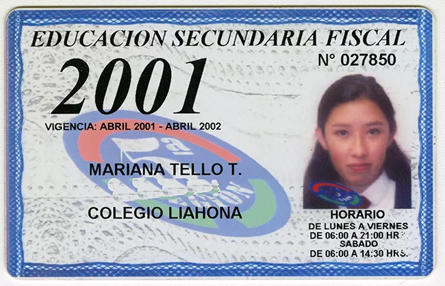 Pase escolar V región 2001 perteneciente a Mariana Tello